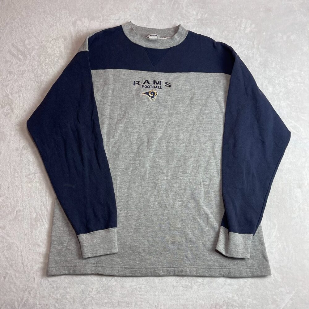 St. Louis Rams Football Men's Grey Long Sleeve Sweatshirt Size XL 90s Vintage